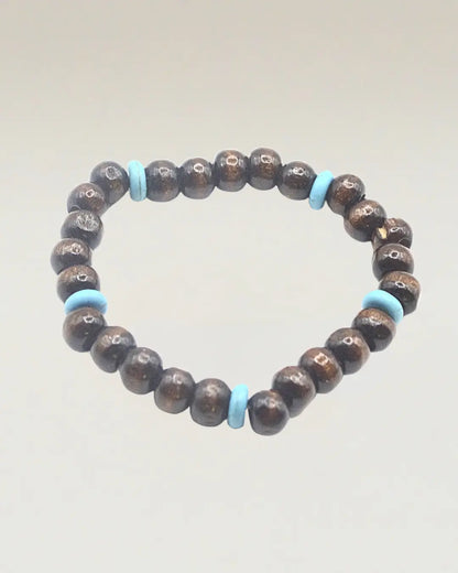 Brown & Blue Beaded Bracelet