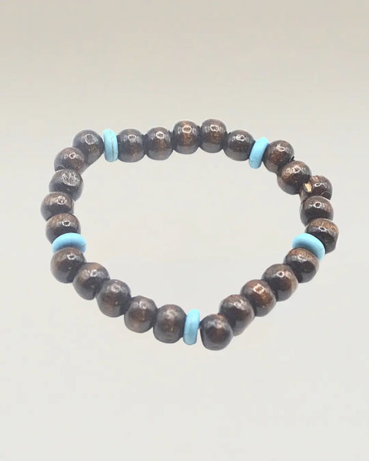Brown & Blue Beaded Bracelet