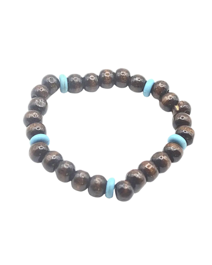 Brown & Blue Beaded Bracelet