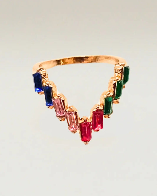 Multicolor Triangular Band Ring