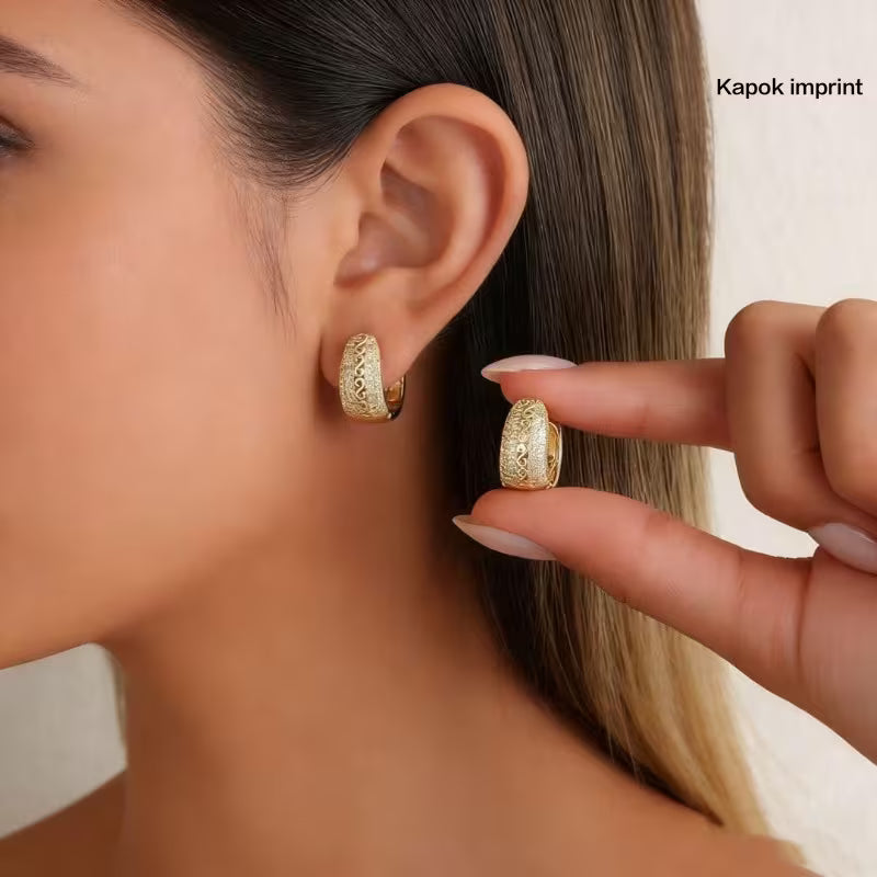 Golden Zirconia Hoop Earrings