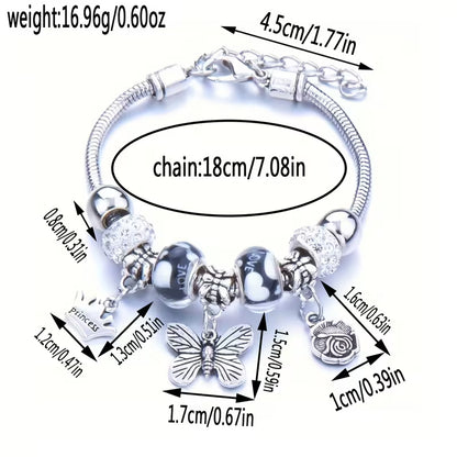 Butterfly and Rose Beads Bracelet