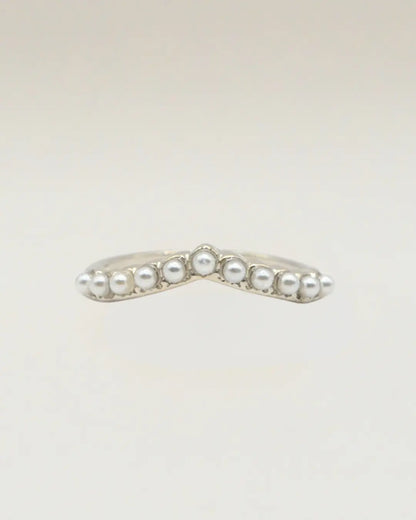 Natural Pearl Curved Wedding Ring