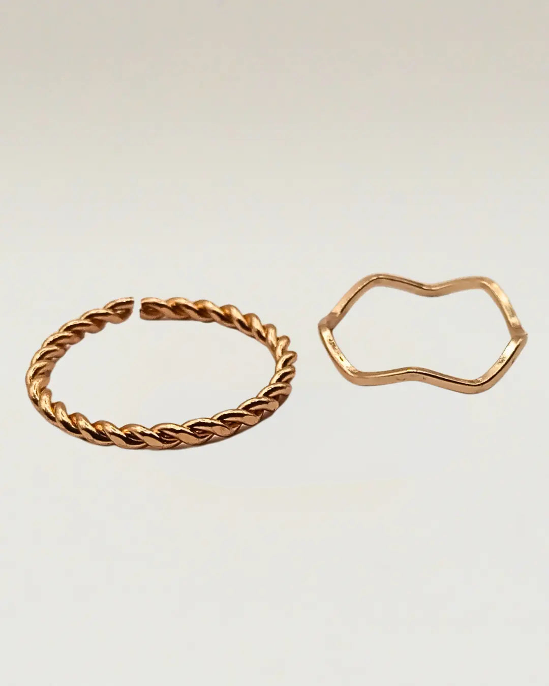 2 Rings Gold Plated Finger Ring Set