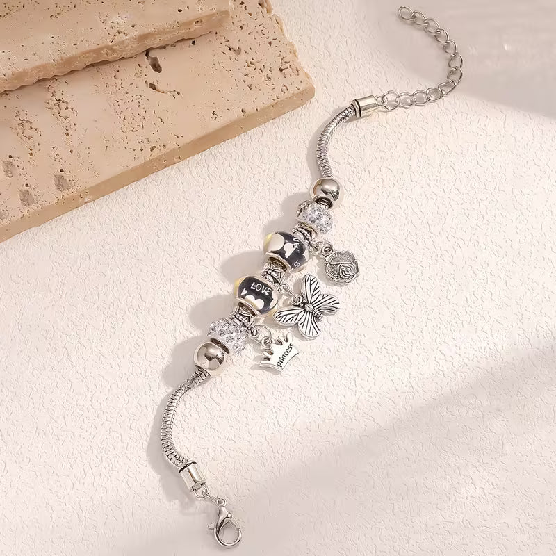 Butterfly and Rose Beads Bracelet