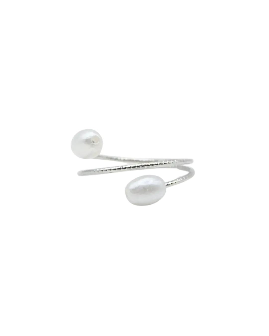 Two Pearl Spiral Ring