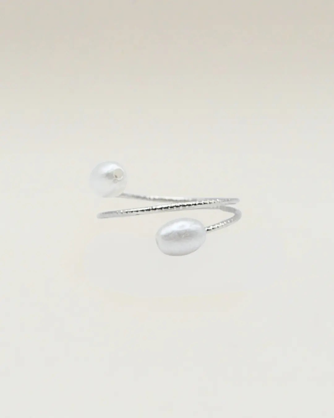 Two Pearl Spiral Ring