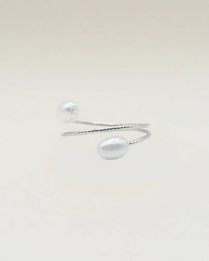 Two Pearl Spiral Ring