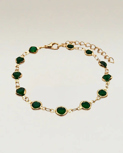 Gold Crystal Beaded Charm Bracelet