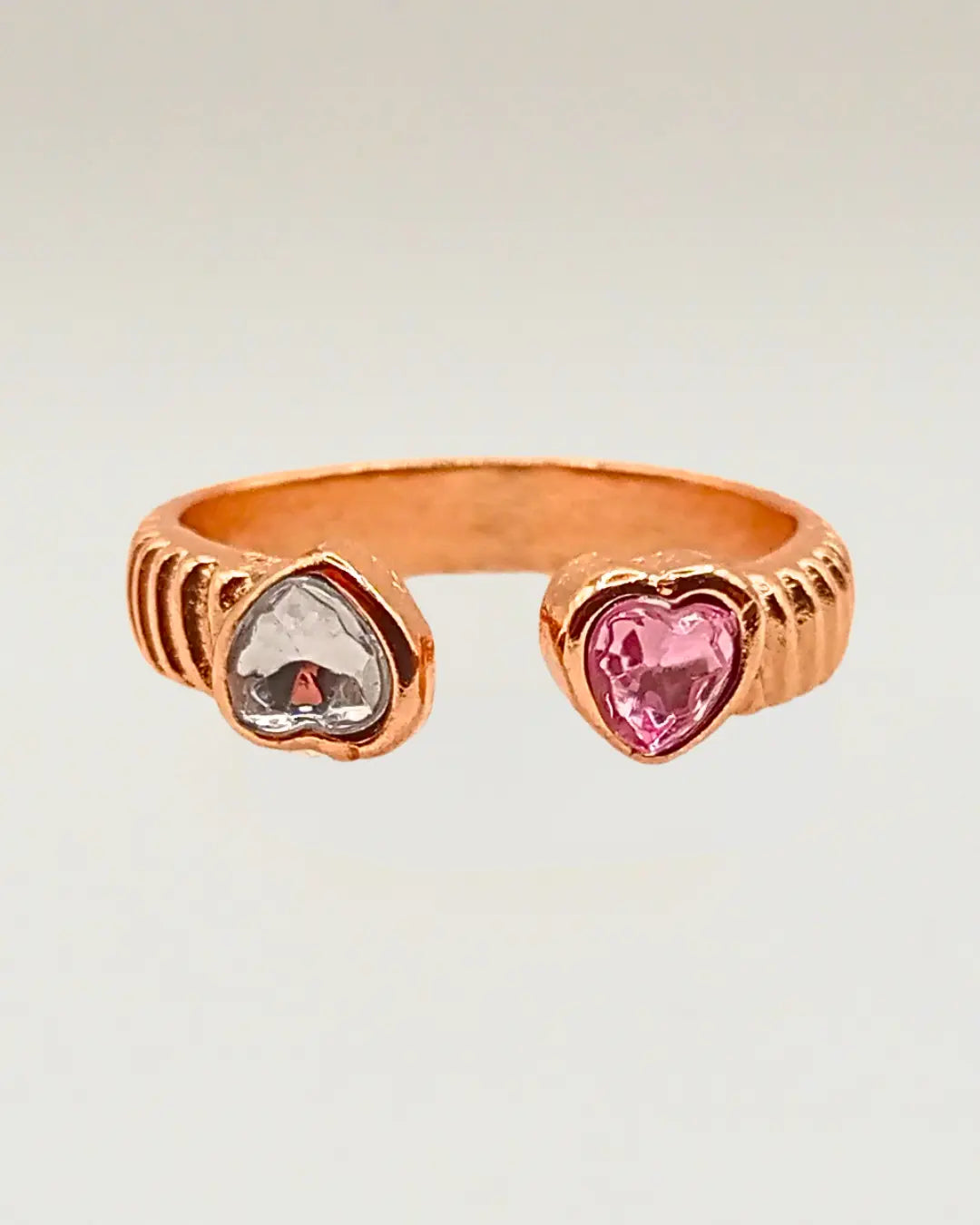 Two Hearts Open Ring