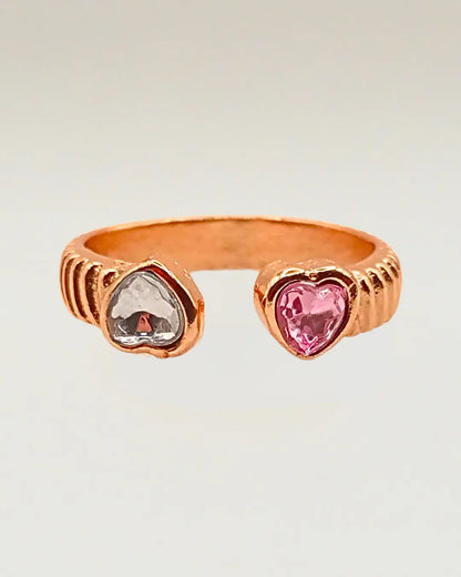 Two Hearts Open Ring