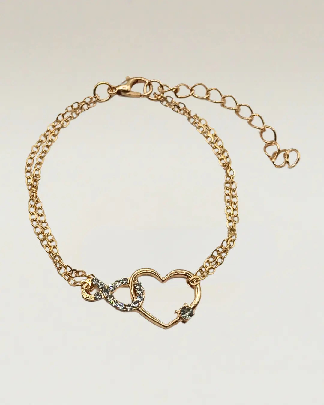 Double Chain Floating Heart Bracelet