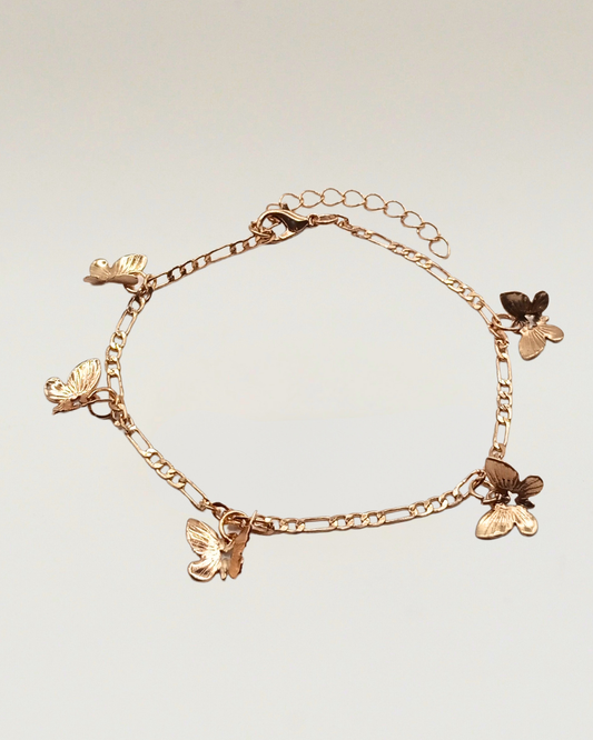 Butterfly Charm Figaro Bracelet