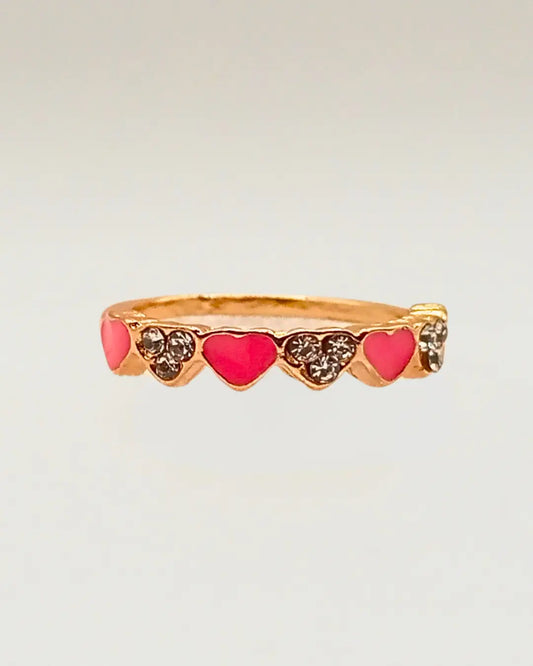Pink Flush Hearts Ring