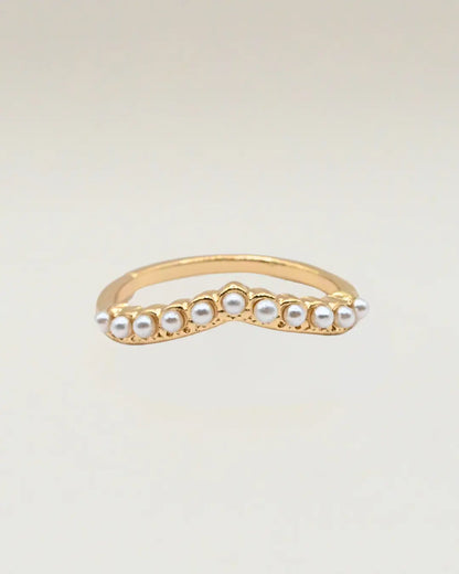 Natural Pearl Curved Wedding Ring