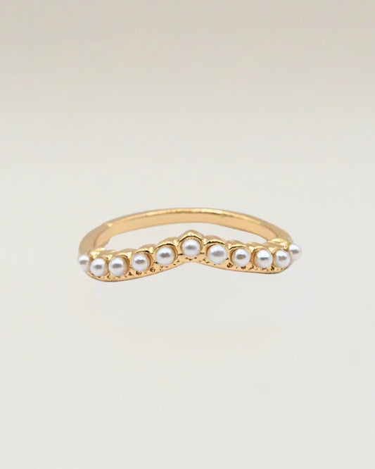 Natural Pearl Curved Wedding Ring