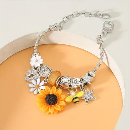 Adjustable Sunflowers Bracelet