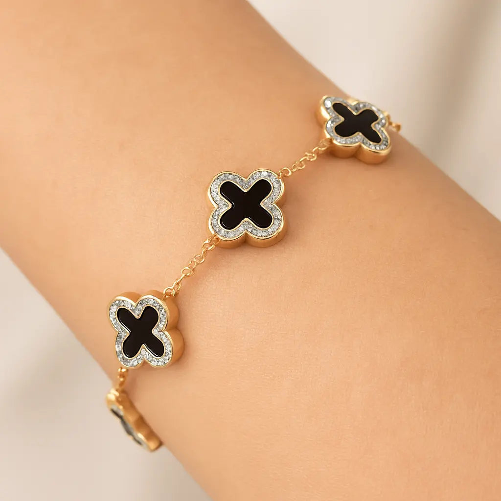 Midnight Black 5-Clover Bracelet