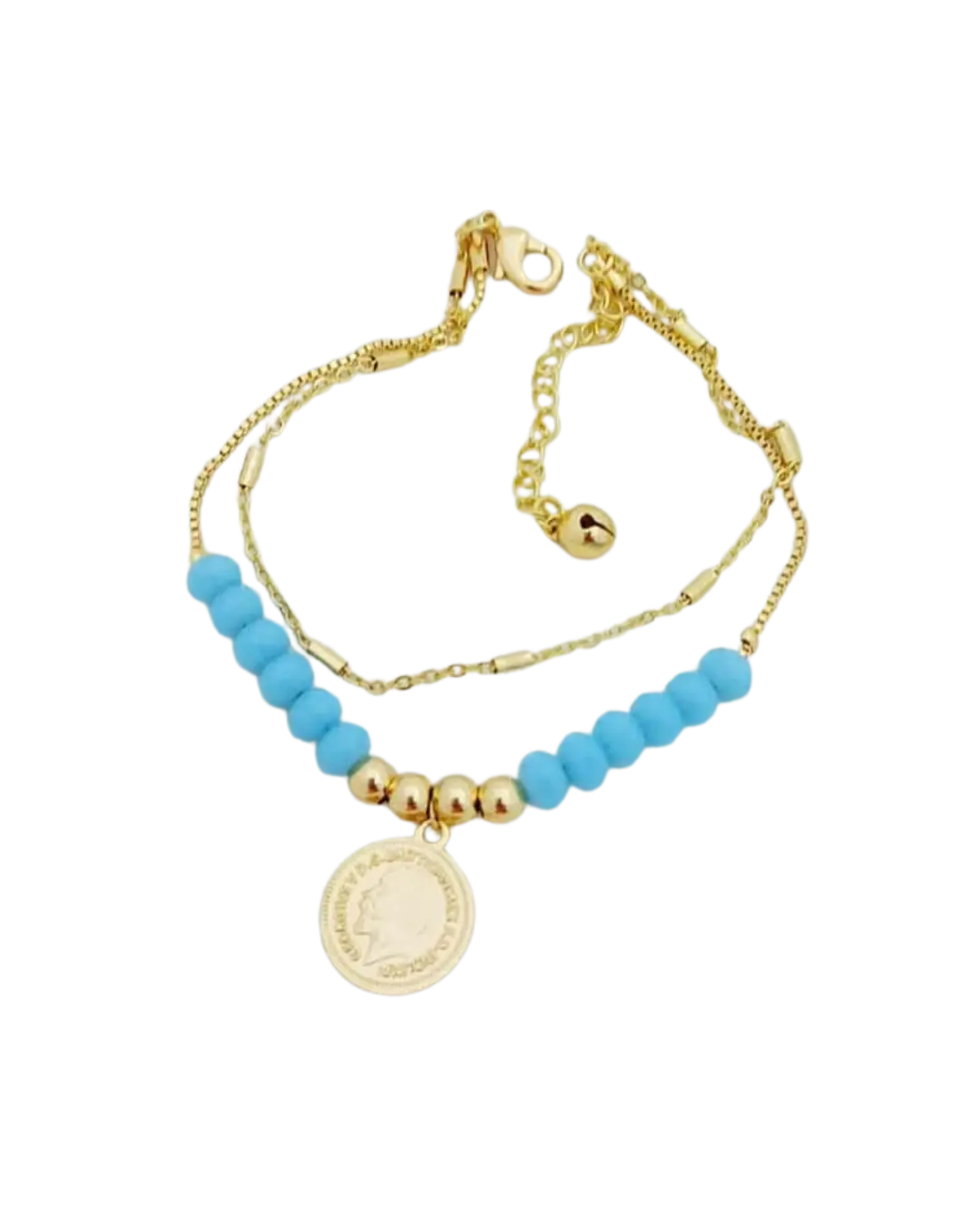 Vintage Classic Turquoise Beads Stainless Steel Bracelet