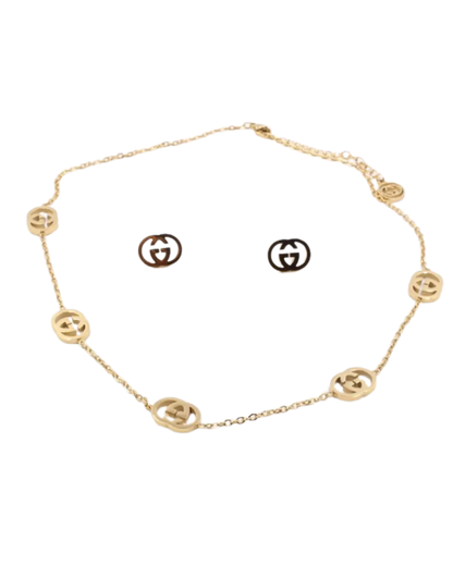 set, golden soft necklace and earring