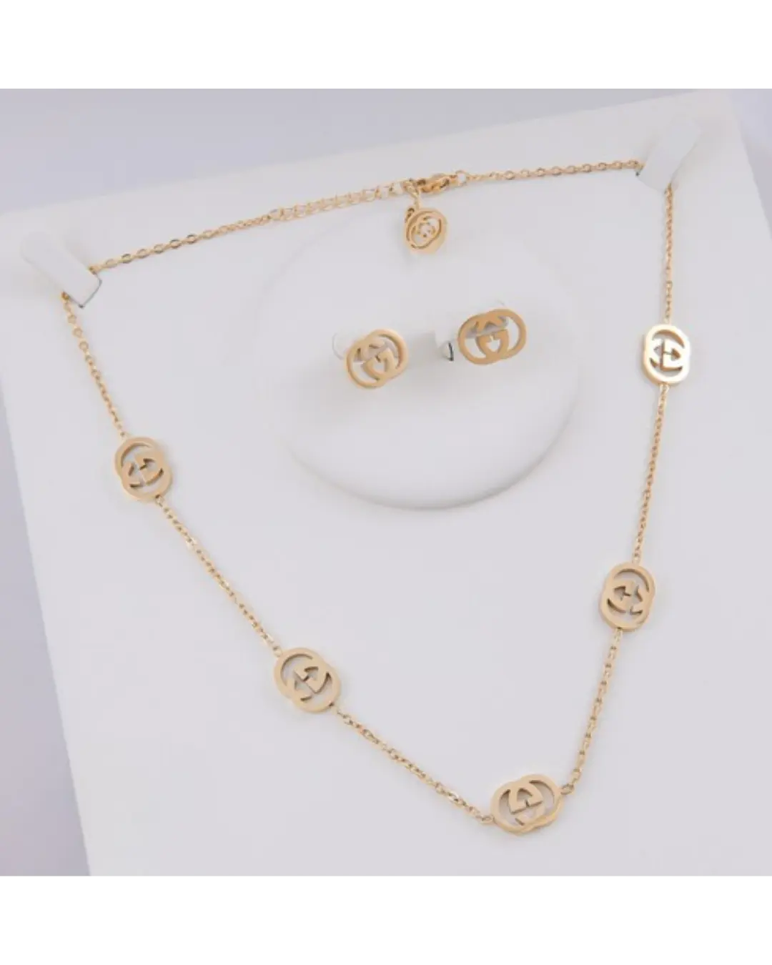 set, golden soft necklace and earring