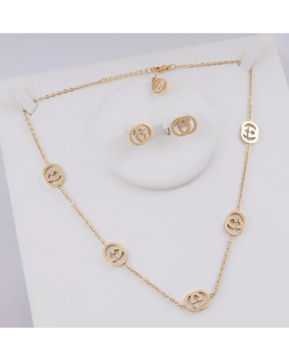 set, golden soft necklace and earring