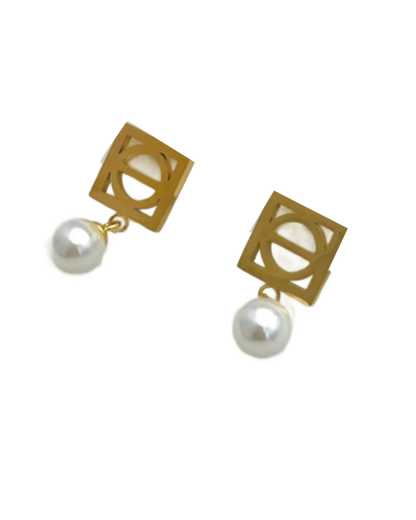 Neue Pearl Drop Square Hoop Earrings