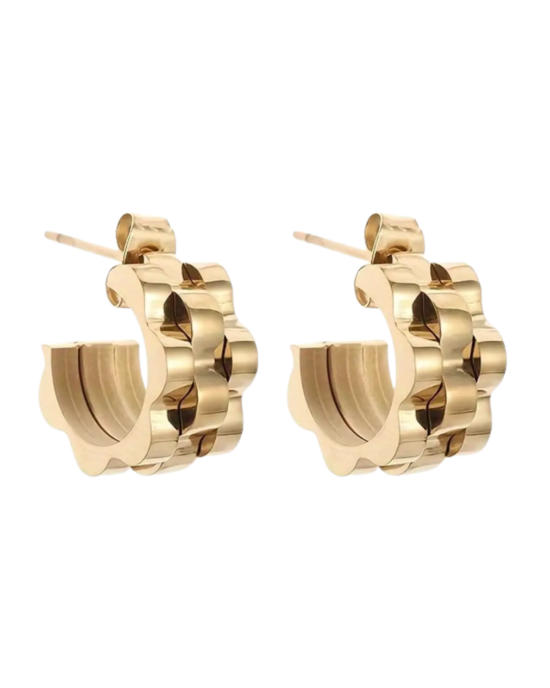 Triple-layer Wave Earrings