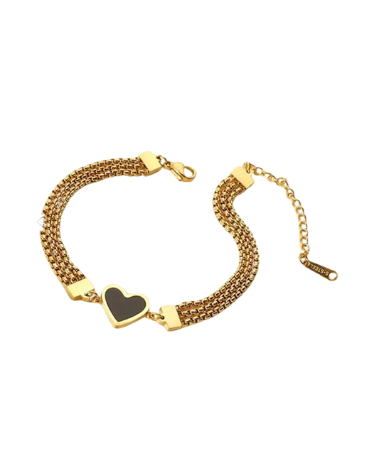 Gold-Plated Heart Shape Link Bracelet