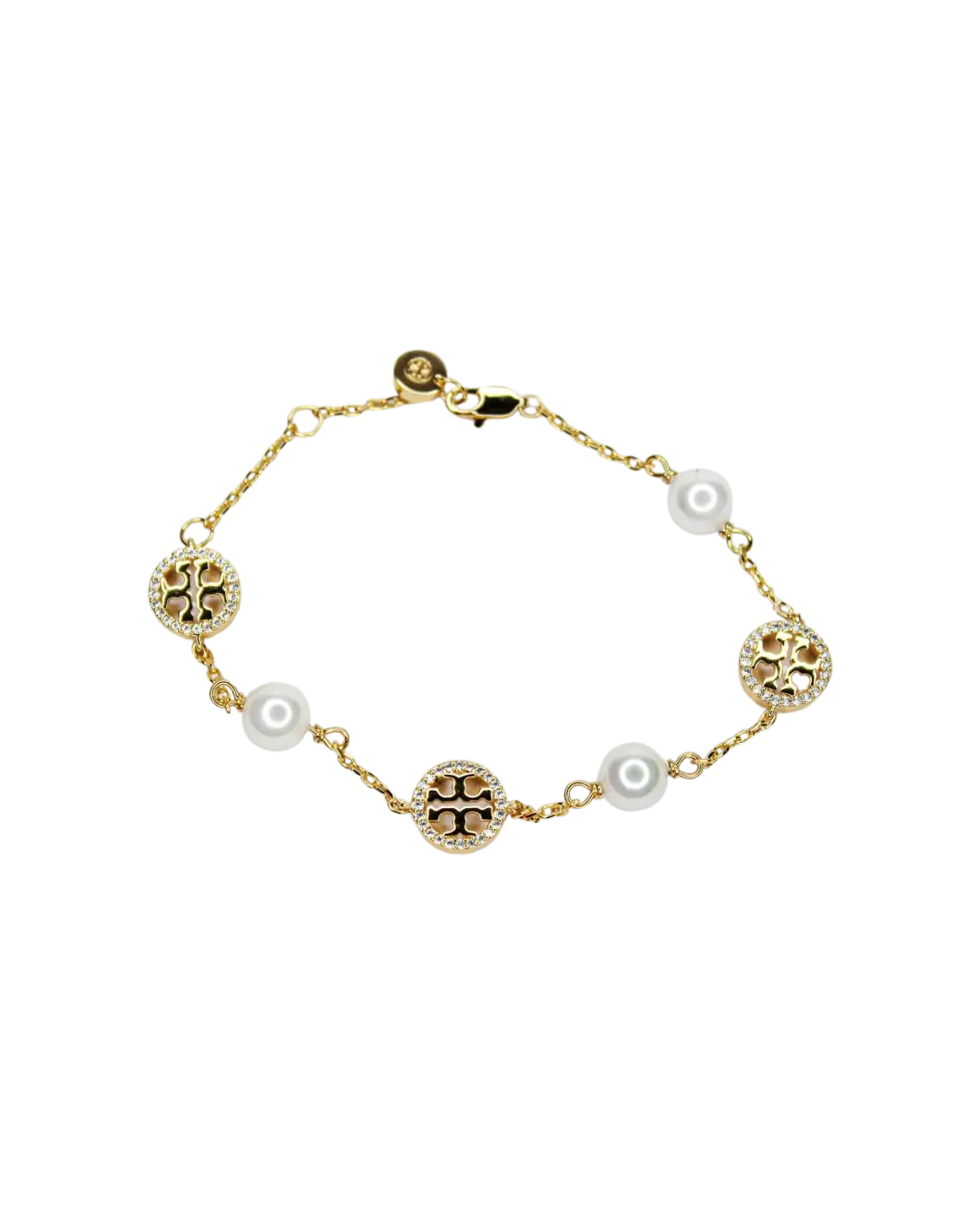 Alphabet T chain pearl studded bracelet