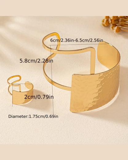 Open Bracelet Ring Set