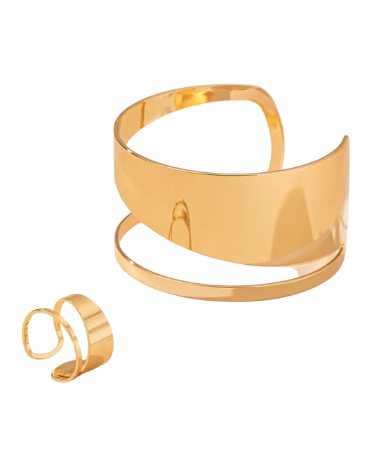 Open Bracelet Ring Set
