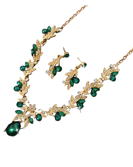 Bridal Jewelry Butterfly Clavicle Necklace + 1 Pair of Earrings Set