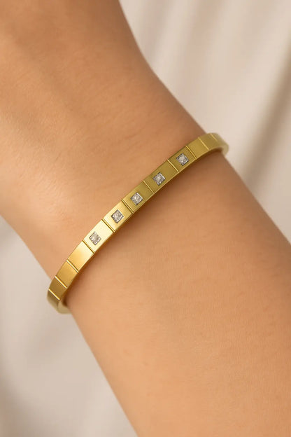 Geometric Gold Crystal Bangle