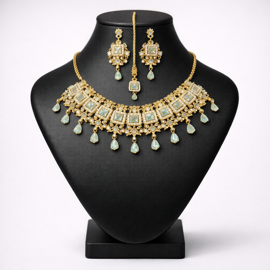 Champagne Gold Bridal Jewellery Set Pakistan — CozyHaven COD