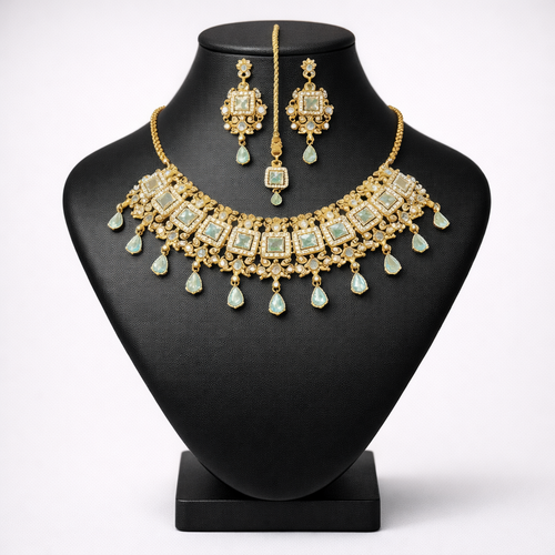 Champagne Gold Bridal Jewellery Set Pakistan — CozyHaven COD