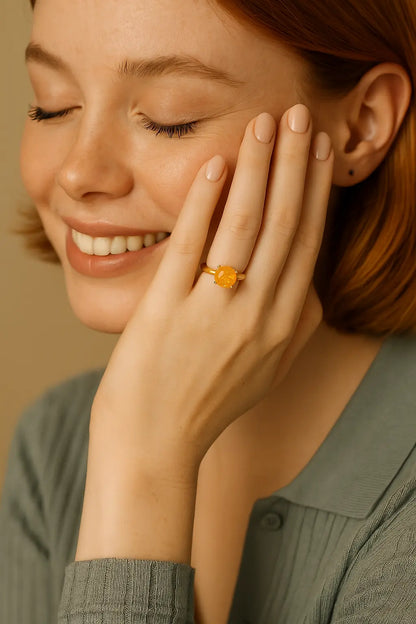 Amber Natural Stone Rings
