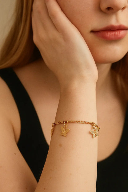 Butterfly Charm Figaro Bracelet