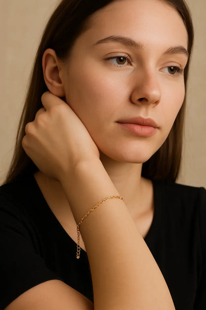 Gold Beaded Chain Bracelet