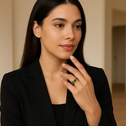 Emerald Whispers Stainless Ring