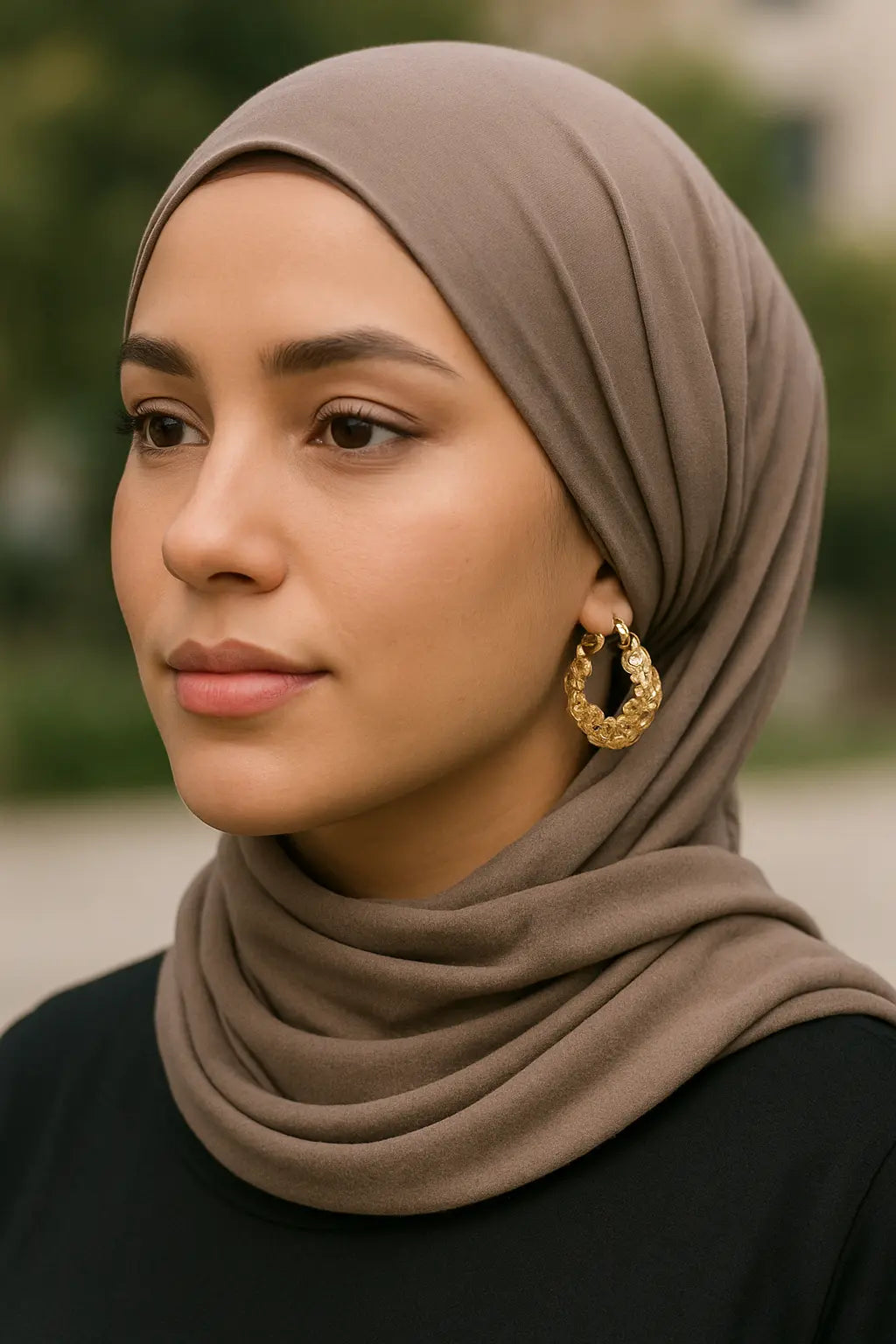 Twisted Gold Rhinestone Hoop Earrings