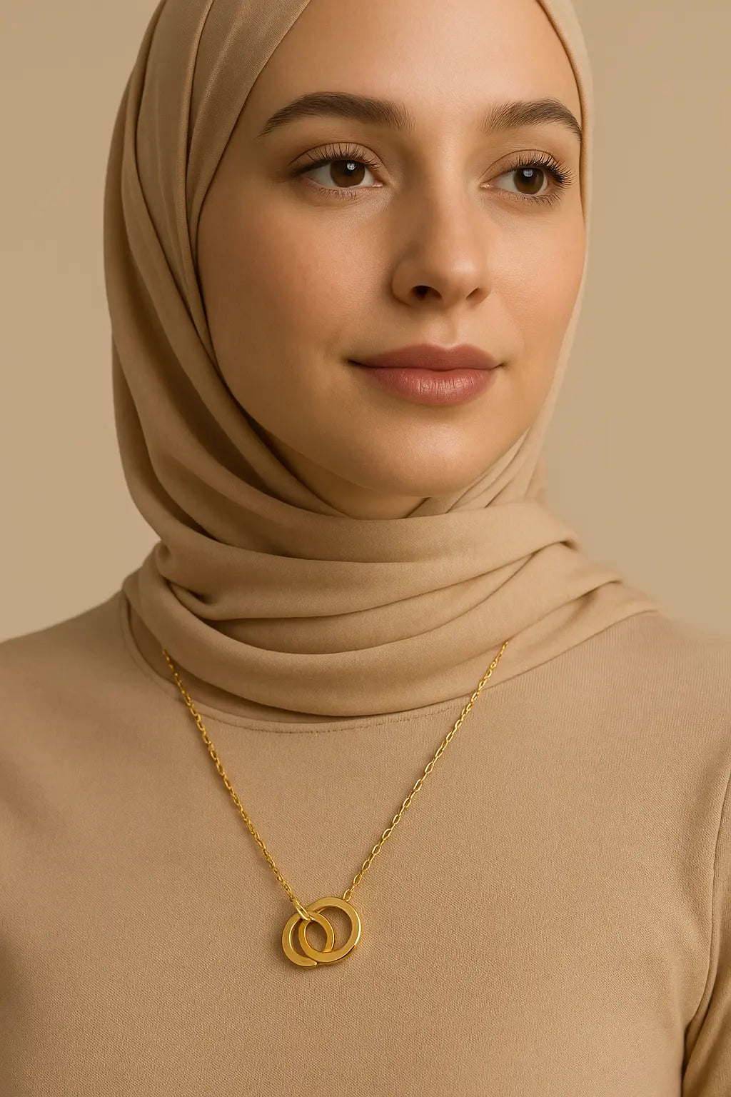 Eternal Embrace Stainless Steel Necklace – Gold Finish