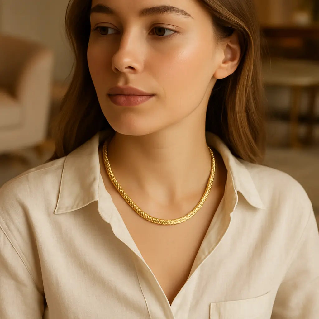 Radiant Gold-Tone Stainless Steel Necklace