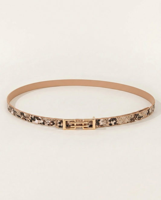 Beige Python Pattern Belt