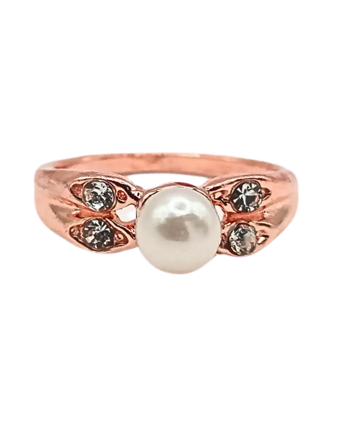 Rose Gold Petal Pearl Ring