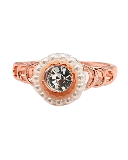 Pearl Accented Solitaire Ring