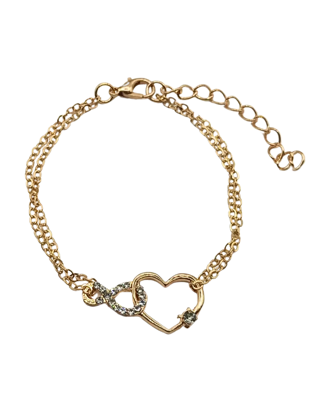 Double Chain Floating Heart Bracelet