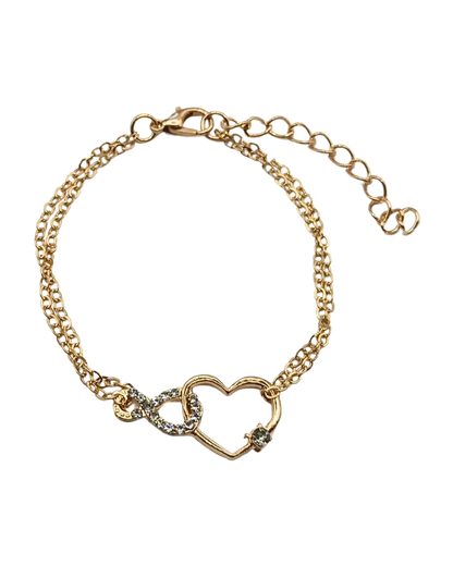 Double Chain Floating Heart Bracelet