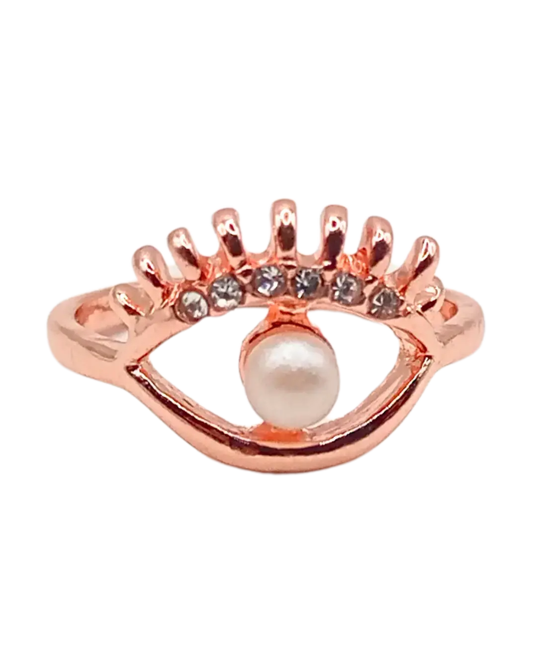 Evil Eye Ring with Pearl and Crystals