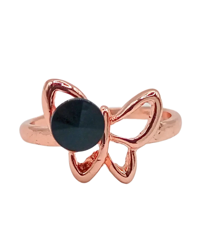 Butterfly Motif Ring with Center Stone